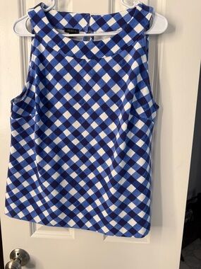Talbots Blue and White Gingham Sleeveless Shell
